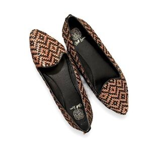 NEW Elliot Lucca Bonita Ballet Flat Aztec Black Tan Woven Point Toe Women 8.5